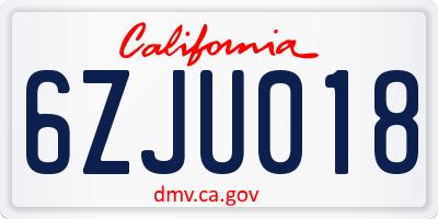 CA license plate 6ZJU018