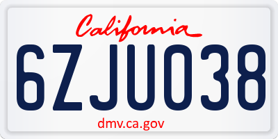 CA license plate 6ZJU038