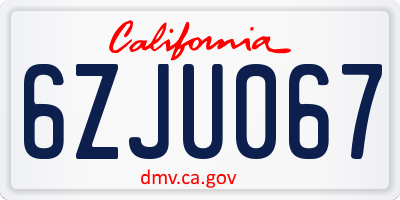 CA license plate 6ZJU067