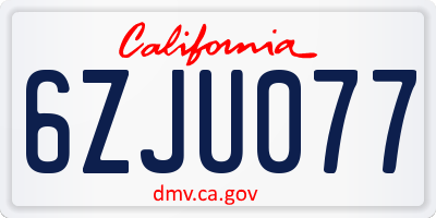 CA license plate 6ZJU077