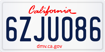 CA license plate 6ZJU086