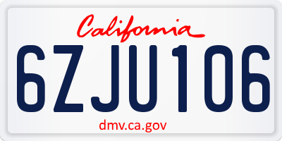 CA license plate 6ZJU106