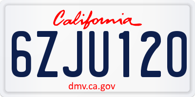 CA license plate 6ZJU120