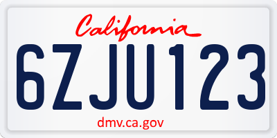 CA license plate 6ZJU123
