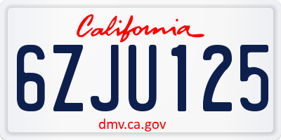 CA license plate 6ZJU125