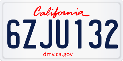 CA license plate 6ZJU132