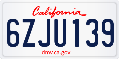 CA license plate 6ZJU139