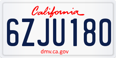 CA license plate 6ZJU180