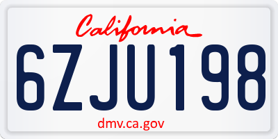 CA license plate 6ZJU198
