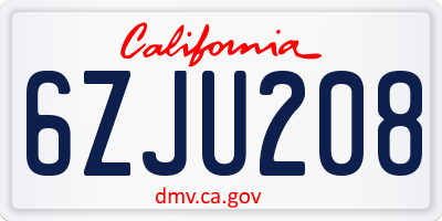 CA license plate 6ZJU208