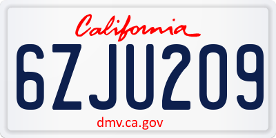 CA license plate 6ZJU209