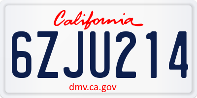 CA license plate 6ZJU214