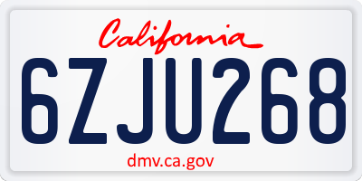 CA license plate 6ZJU268