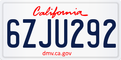 CA license plate 6ZJU292