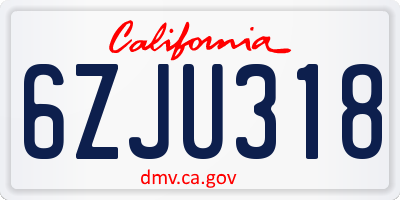 CA license plate 6ZJU318
