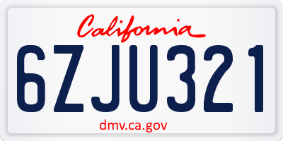 CA license plate 6ZJU321