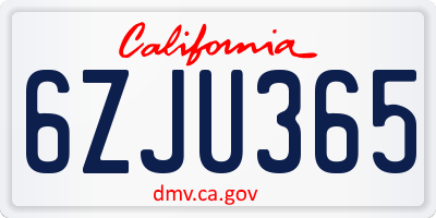 CA license plate 6ZJU365