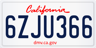 CA license plate 6ZJU366