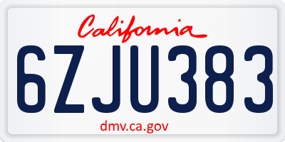 CA license plate 6ZJU383