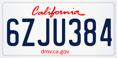 CA license plate 6ZJU384