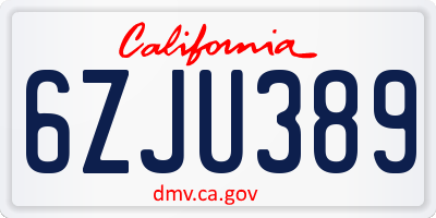 CA license plate 6ZJU389