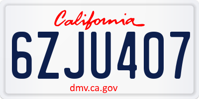 CA license plate 6ZJU407