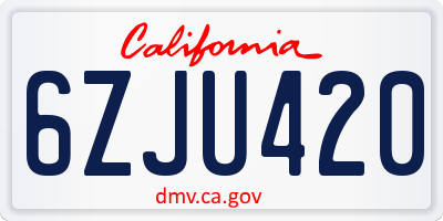 CA license plate 6ZJU420