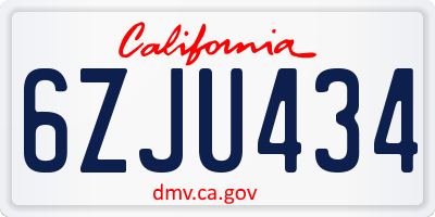 CA license plate 6ZJU434