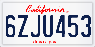CA license plate 6ZJU453