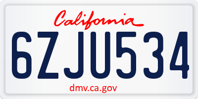 CA license plate 6ZJU534