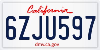 CA license plate 6ZJU597