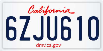 CA license plate 6ZJU610
