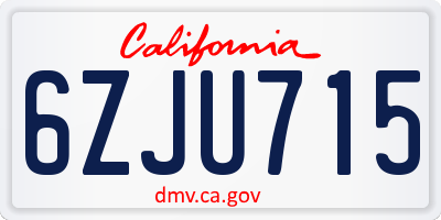 CA license plate 6ZJU715
