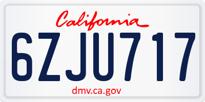 CA license plate 6ZJU717
