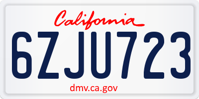 CA license plate 6ZJU723