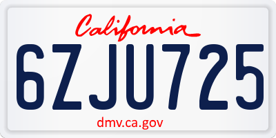 CA license plate 6ZJU725