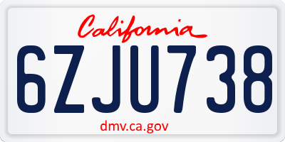 CA license plate 6ZJU738