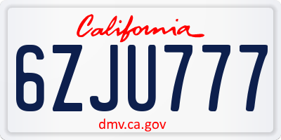 CA license plate 6ZJU777