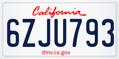 CA license plate 6ZJU793