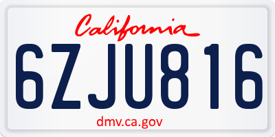 CA license plate 6ZJU816