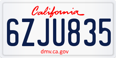 CA license plate 6ZJU835