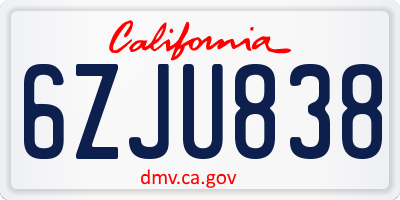 CA license plate 6ZJU838