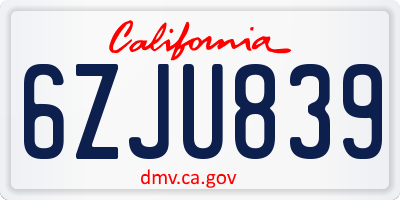 CA license plate 6ZJU839