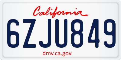 CA license plate 6ZJU849