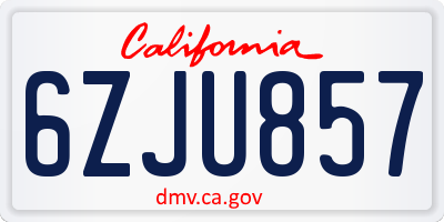 CA license plate 6ZJU857