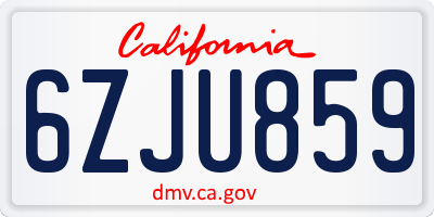 CA license plate 6ZJU859