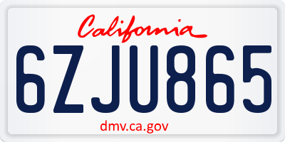 CA license plate 6ZJU865