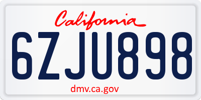 CA license plate 6ZJU898