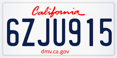 CA license plate 6ZJU915
