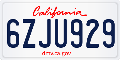 CA license plate 6ZJU929